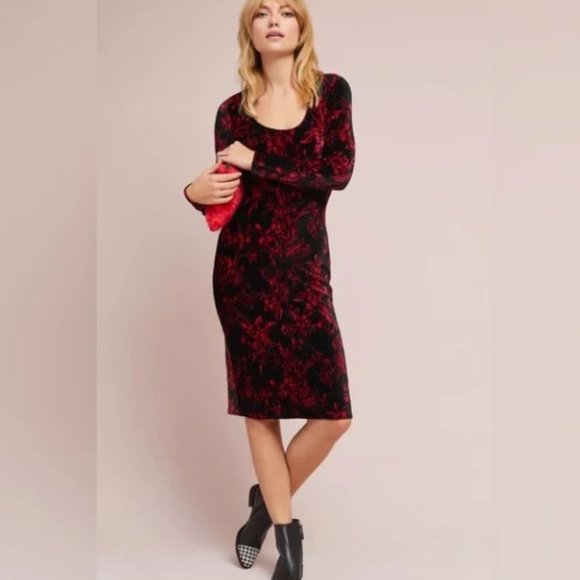 EUC Anthropologie | HD in Paris Diedre Floral Velvet Column Dress - Picture 1 of 13